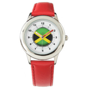 Kid's Adjustable Jamaica Flag Red Numbere Watch