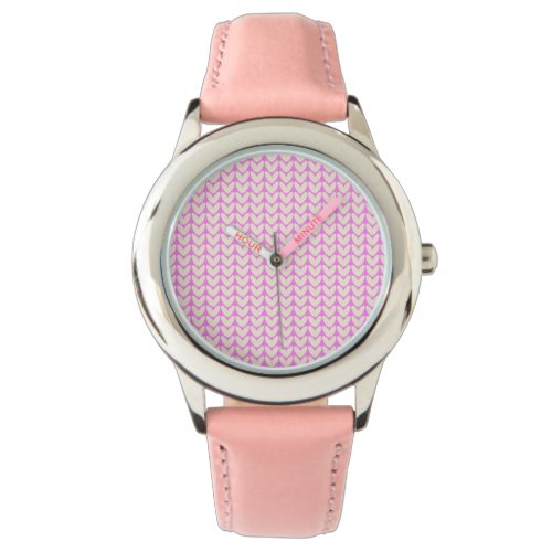 Kids Adjustable Stainless Steel Pink Strap Hearts Watch