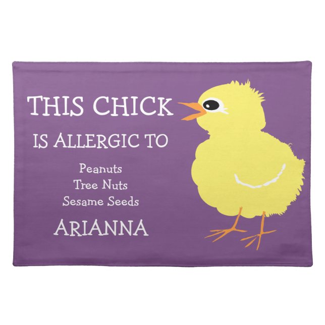 Kids Adorable Personalized Chick Food Allergy Placemat (Front)