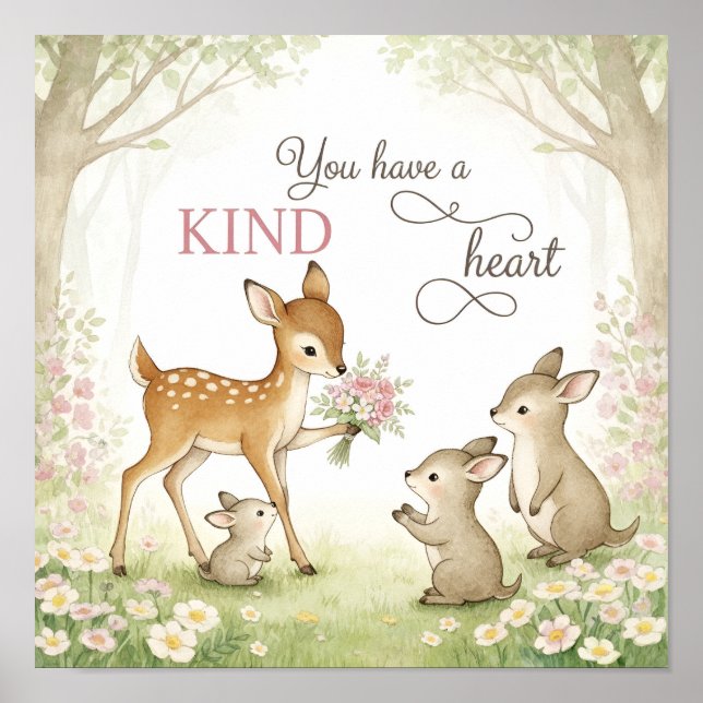 Kids Affirmation - You have A Kind Heart Poster (Front)