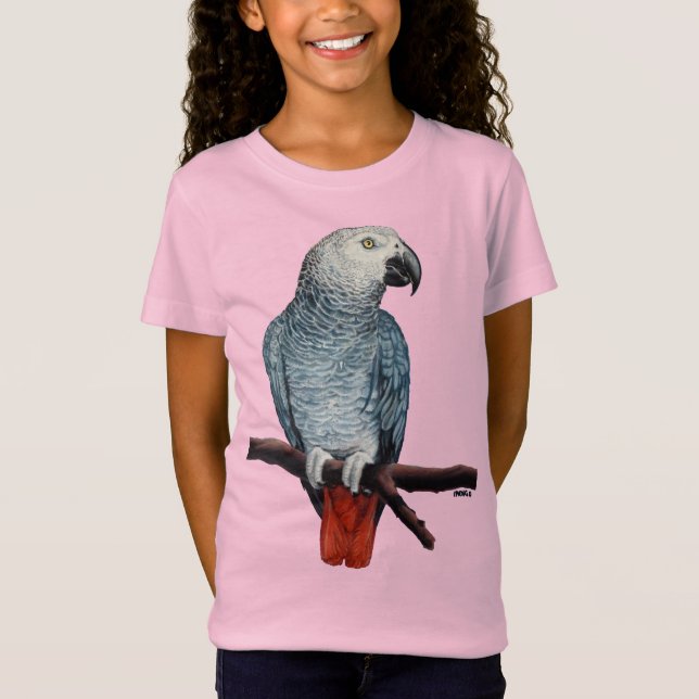 Kid's African Grey Parrot Shirt Parrot Art T-shirt (Front)