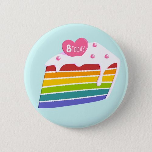 Kids Age Rainbow Layer Birthday Cake Button