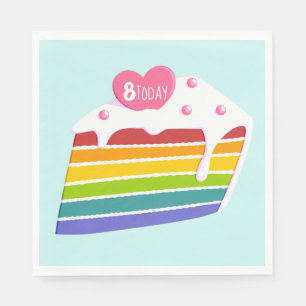 Kids Age Rainbow Layer Birthday Cake Napkins