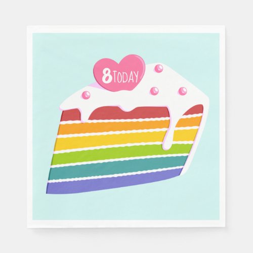 Kids Age Rainbow Layer Birthday Cake Napkins