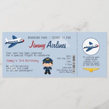 Kids Airline Ticket Birthday Party Invitation by eventfulcards at Zazzle