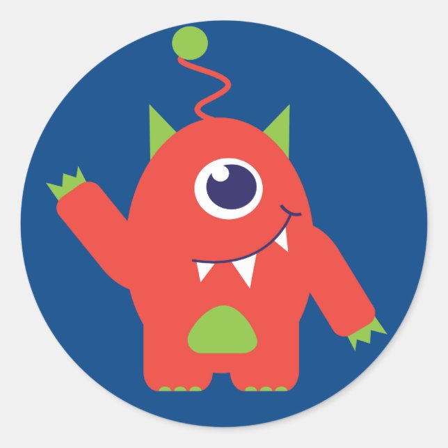 kids alien orange blue sticker (Front)