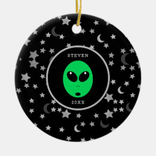 Kids Alien Space Galaxy Personalized Christmas Ceramic Ornament