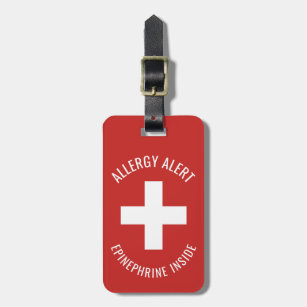 Medical Alert ID Luggage Bag Tag. Free Custom Engraving