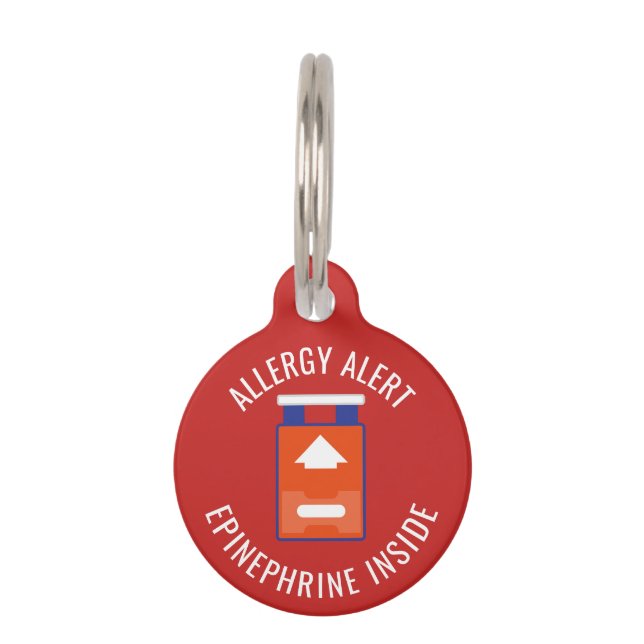 Kids Allergy Alert Epinephrine Inside Emergency Pet Name Tag (Front)
