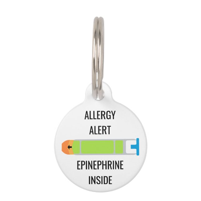 Kids Allergy Alert Epinephrine Inside Emergency Pet Tag (Front)