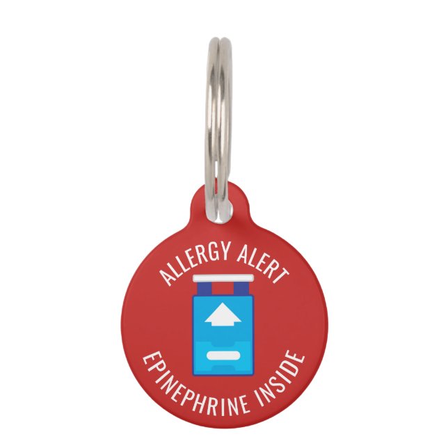 Kids Allergy Alert Epinephrine Inside Emergency Pet Tag (Front)
