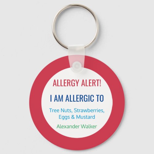 Kids Allergy Alert Personalized Allergic To Keychain