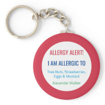 Kids Allergy Alert Personalized Allergic To Keychain