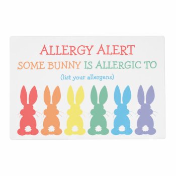 Kids Allergy Alert Some Bunny Is Allergic To Cute Placemat by LilAllergyAdvocates at Zazzle