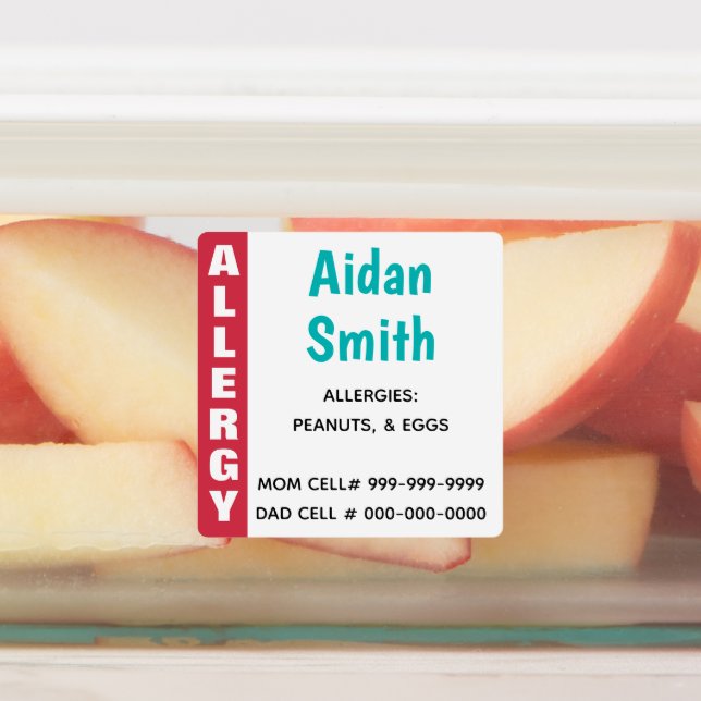 Kids Allergy Emergency Contact School Daycare Kids' Labels (Affixed)