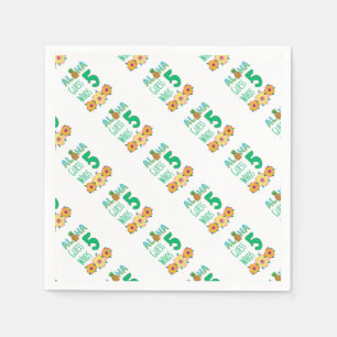 Kids Aloha Tropical Luau 5 Years Old Birthday Paper Napkins