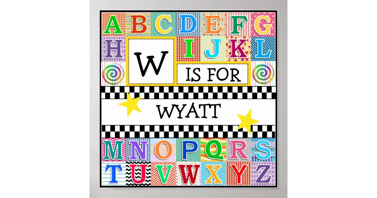 Alphabet Poster for Kids Room, Cyber Monday Gift Under 10 Dollars, 11x17  Screen Print 