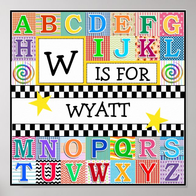 Kids Alphabet Art 11x11 Personalized Poster (Front)