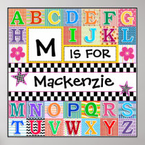 Alphabet Poster for Kids Room, Cyber Monday Gift Under 10 Dollars, 11x17  Screen Print 