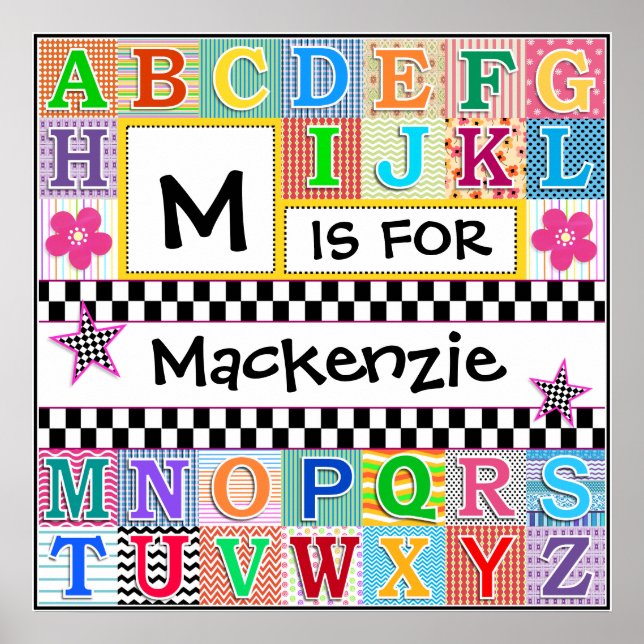 Kids Alphabet Art 24x24 Personalized Poster (Front)