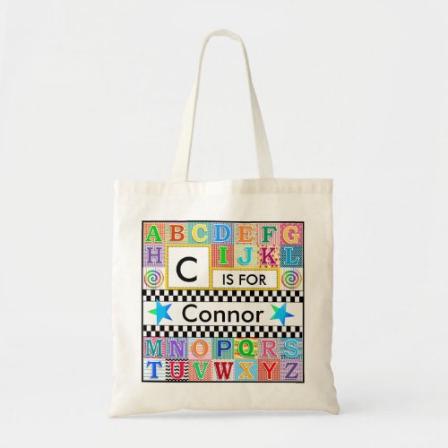 Kids Alphabet Art School Blue Star Tote Bag