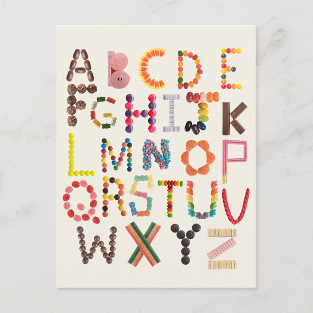 Kids Alphabet Back to School Candy Halloween ABC  Postcard (Front)