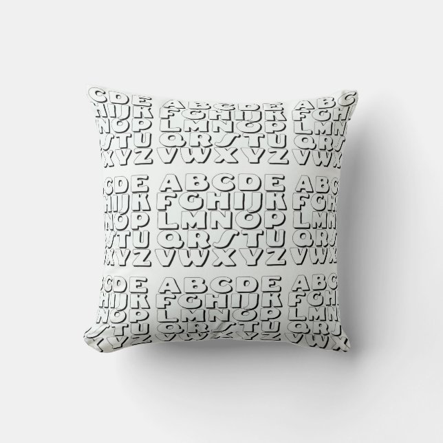 Kids Alphabet Black White  Throw Pillow (Front)