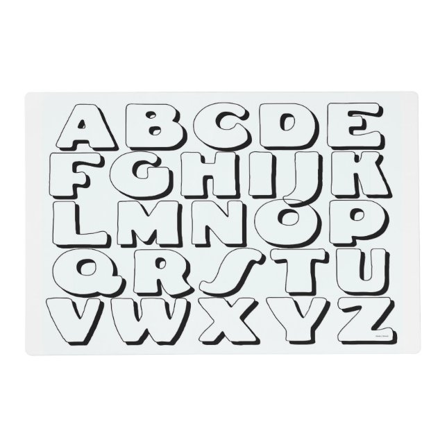 Kids Alphabet Learning Activity Coloring  Placemat (Front)