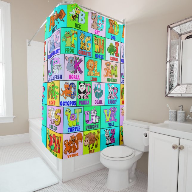 Kids Alphabet Shower Curtain (In Situ)