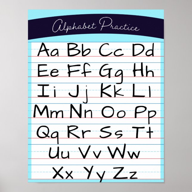 Kids Alphabet Writing Practice Home School Poster (Front)