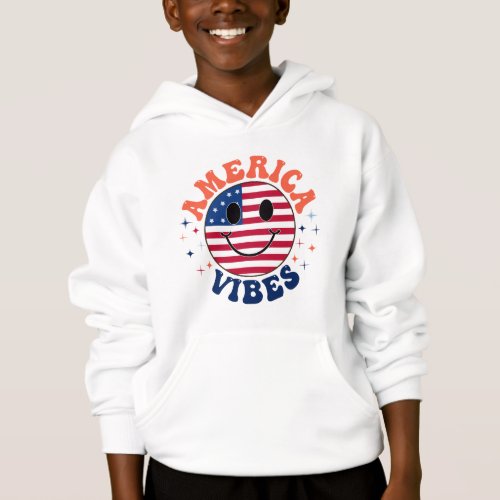 Kids America Vibes Patriotic Smiley Pullover Hood