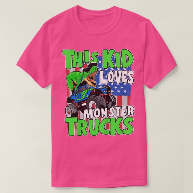 Kids American Flag Dinosaur Toddler This Kid Loves T-Shirt (Design Front)