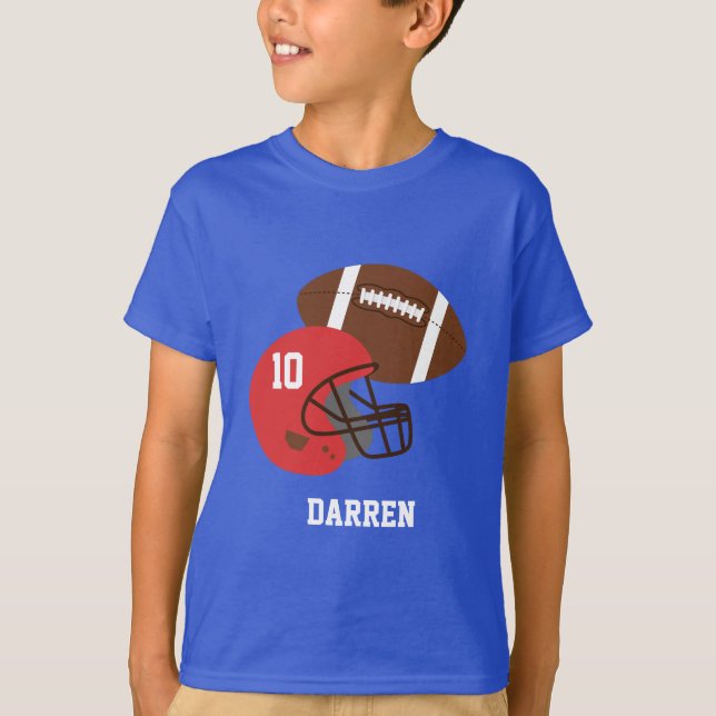 Kids American Football and Red Helmet T-Shirt (Front)