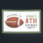 Kids American Football Kids Birthday Welcome Sign<br><div class="desc">This cute and modern sports-themed kids birthday banner welcome sign design features an American football cartoon. The banner can be personalized with your boys name and other details necessary for your party. The perfect sports-themed decor for your child's celebration. This welcome sign is set for a 8th birthday, but this...</div>