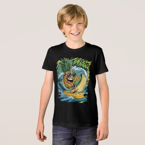 Kids AnanaBanana Surfboard Gift Tri_Blend Shirt