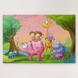 Kids and animals illustration jigsaw puzzle