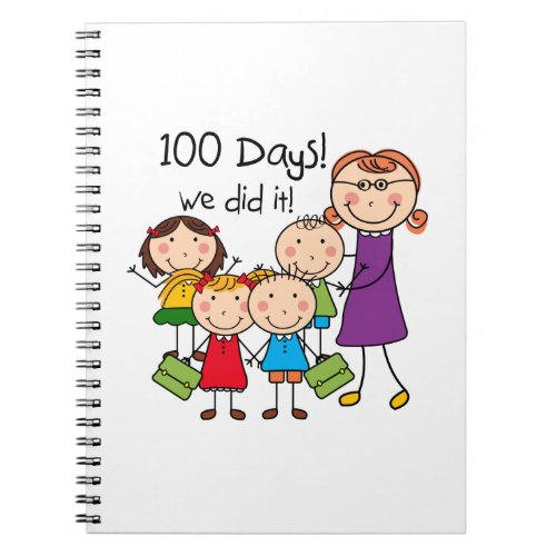 Kids and Female Teacher 100 Days Notebook