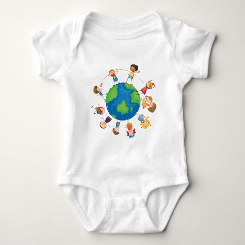 Kids and globe baby bodysuit