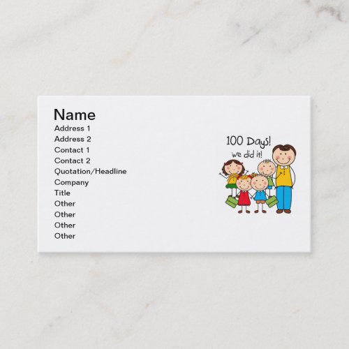 Kids and Male Teacher 100 Days Business Card