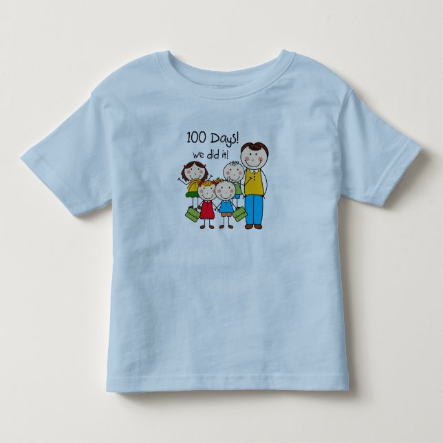 Kids and Male Teacher 100 Days Toddler T-shirt (Front)