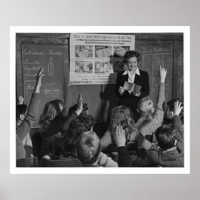 Kids and Ration Book WWII - Vintage Poster (Front)