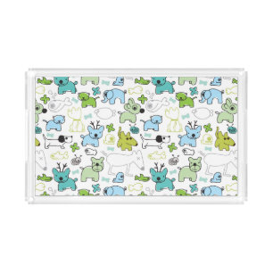kids animal background pattern acrylic tray