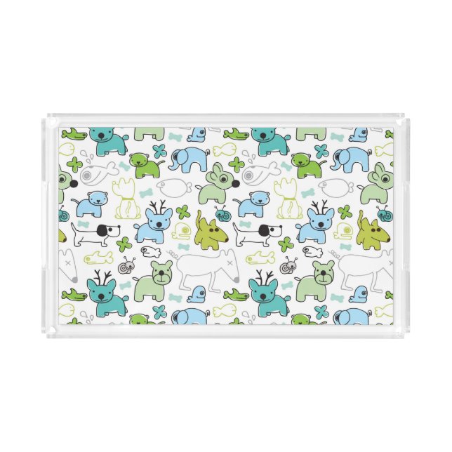 kids animal background pattern acrylic tray (Front)