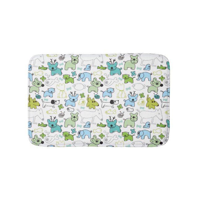 kids animal background pattern bathroom mat (Front)