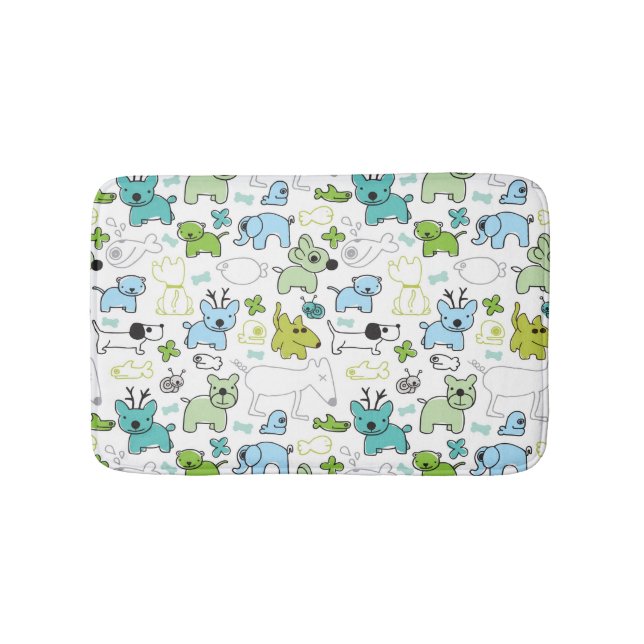 kids animal background pattern bathroom mat (Front)