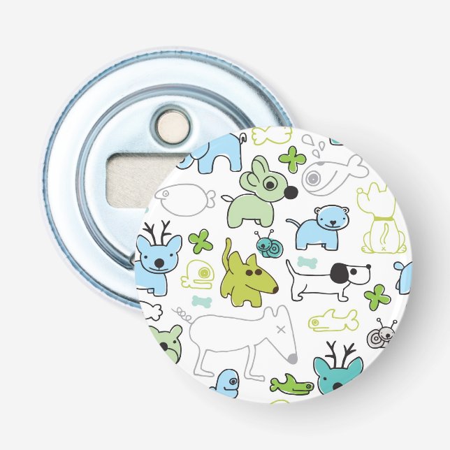 kids animal background pattern bottle opener (Front)