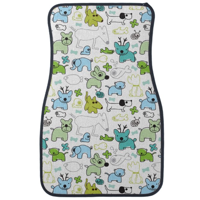 kids animal background pattern car mat (Front)