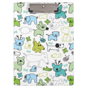 kids animal background pattern clipboard