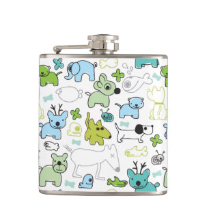 kids animal background pattern flask