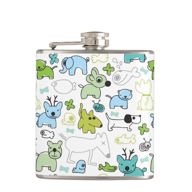 kids animal background pattern flask (Front)